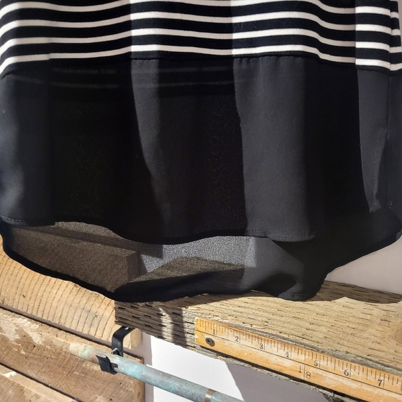 Melissa Nepton Black and White Striped Sleeveless Top With Sheer Bottom - Picture 3 of 5